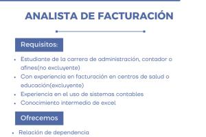 Ofertas de Trabajo Sin datos  ANALISTA DE FACTURACI�N
